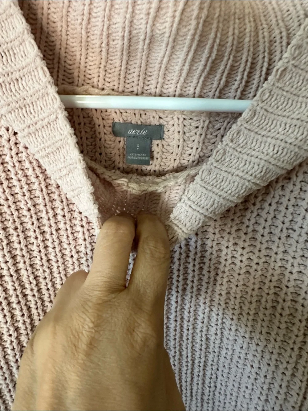 Aerie women's Chunky Knit Crewneck Sweater - Blush Pink size S/ NWOT 1048